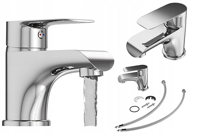 Umyvadlová baterie nízká, stojánková, páková, koupelnová, chromovaná, baterie Vito