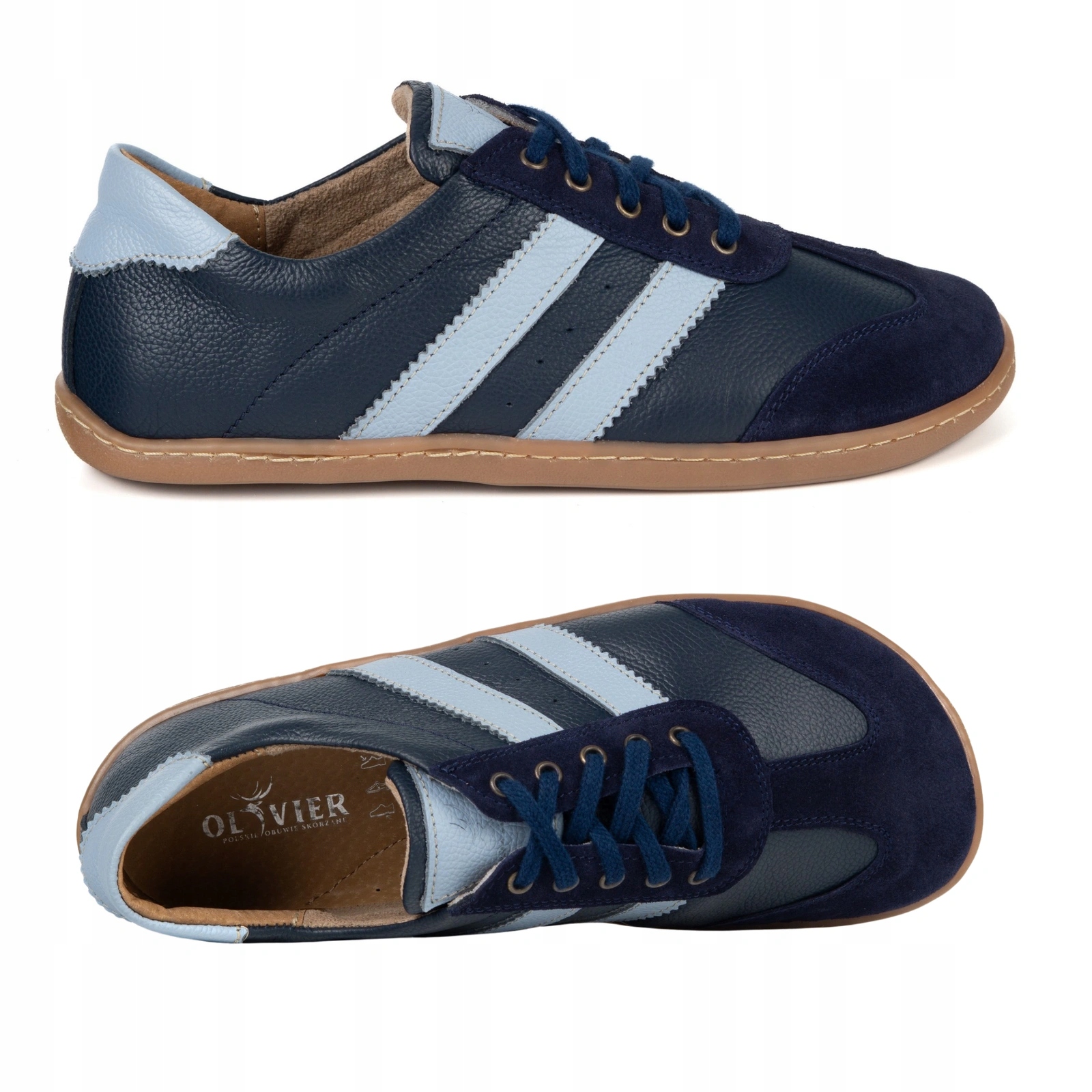 Dámské kožené barefootové polobotky Ida Olivier modré, anatomické, velikost 43