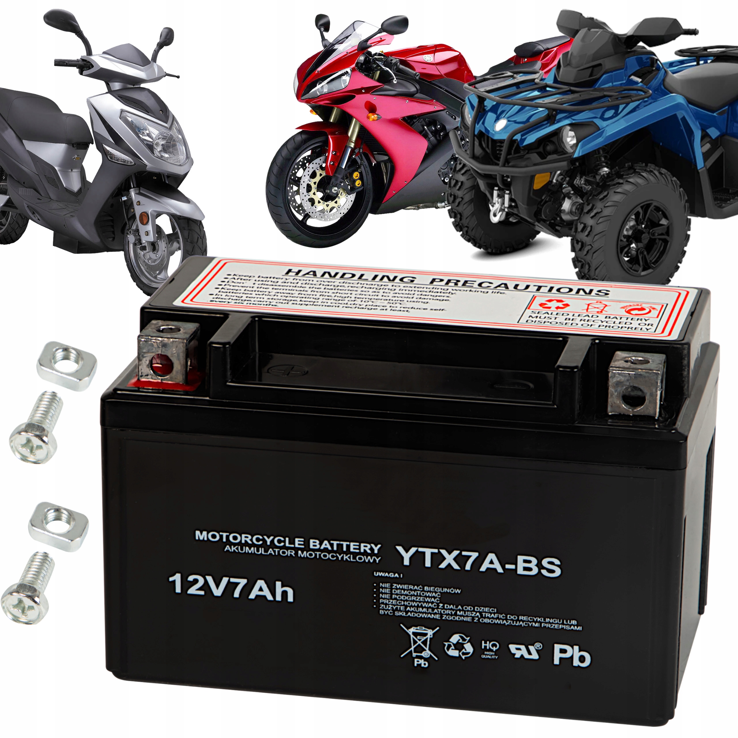 Akumulator Żelowy 12V 7Ah Motocyklowy Skuter Motor Trwały Długa Żywotność