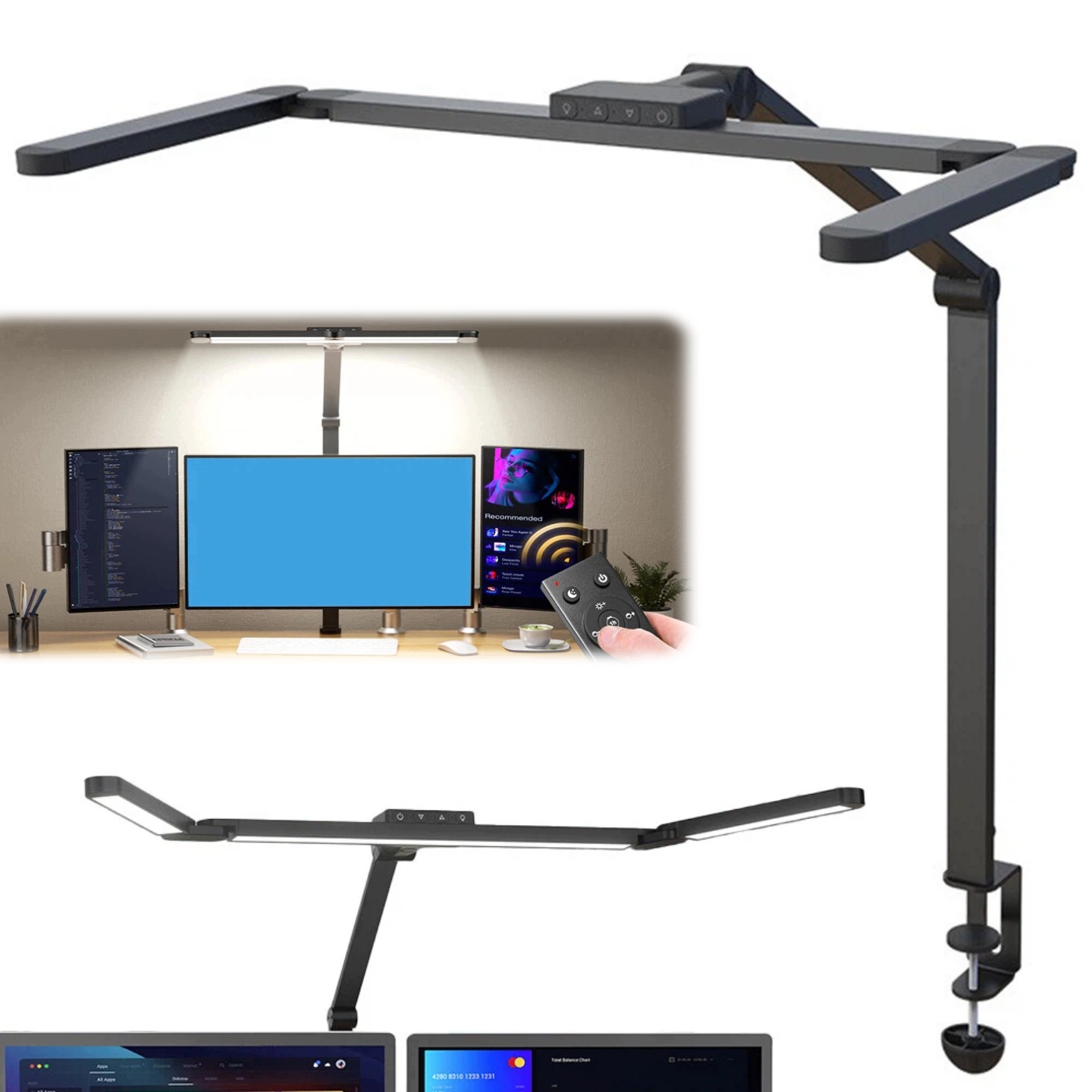Led kresliarska lampa na stôl Beztieňová stolová lampa na dosku Diaľkový Ovládač