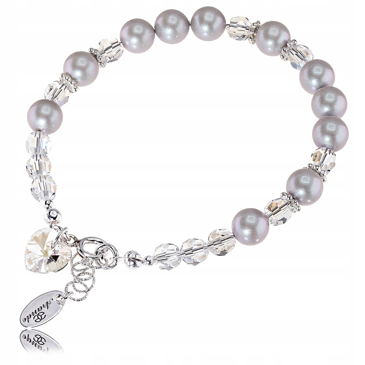 Krystaly Perly Náramek Moonlight Dove Grey Stříbro Certifikát