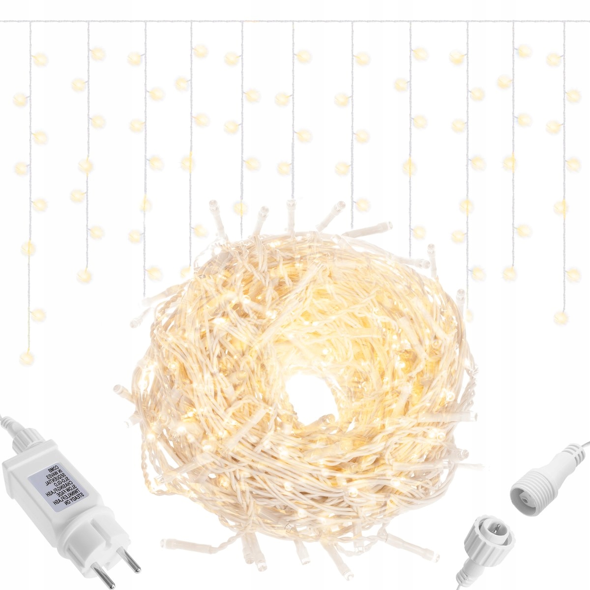 

Kurtyna Świetlna Sople 500 Led Lampki Białe XXL