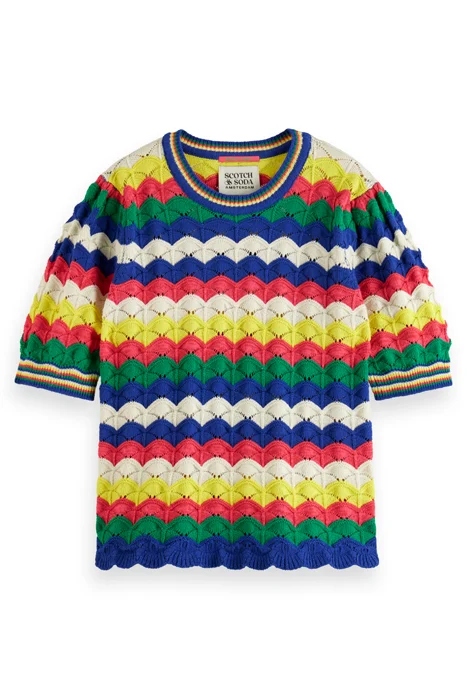 Scotch & Soda dámský barevný vzorovaný svetr s krátkým rukávem, velikost M