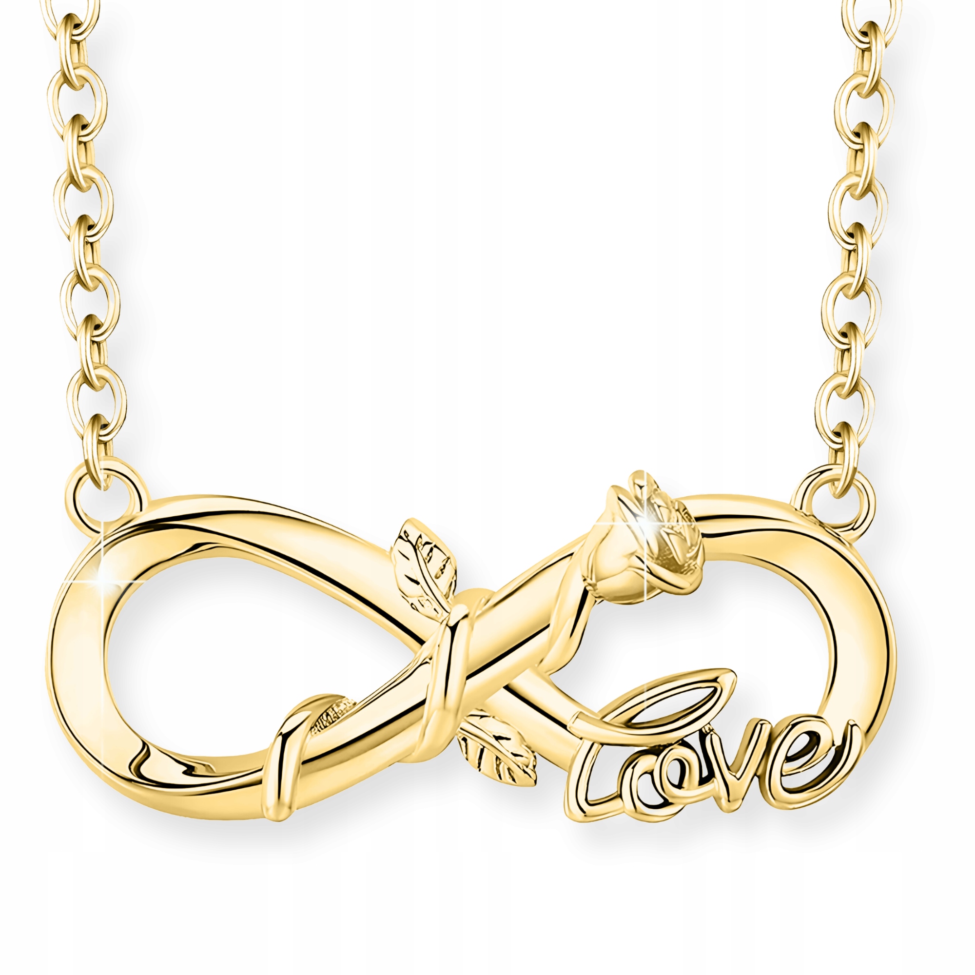 Zlatý náhrdelník Nekonečno s růží Pozlacený 585 Forever Love Stříbro 925