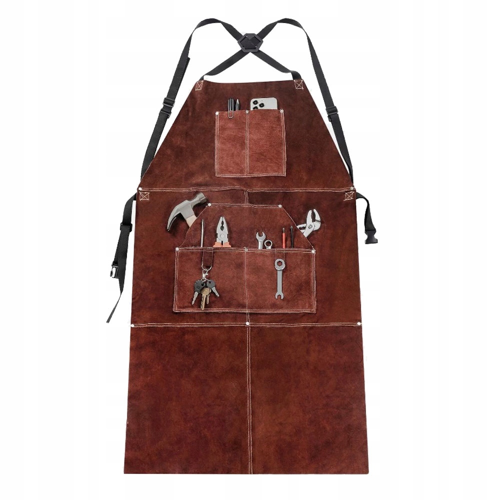 Profesionální Svařovací Zástěra Z Hovězí Kůže S Dlouhou Tepelnou Ochranou