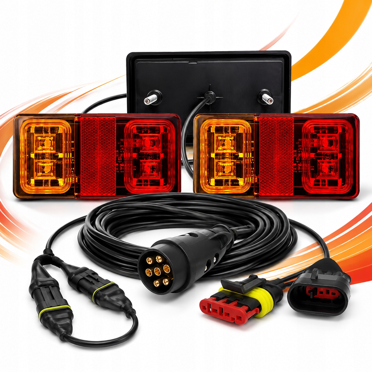 Kombinované Zadní Led Lampy Pro Přívěsný Vozík Komplet S Kabelem 7,5 M