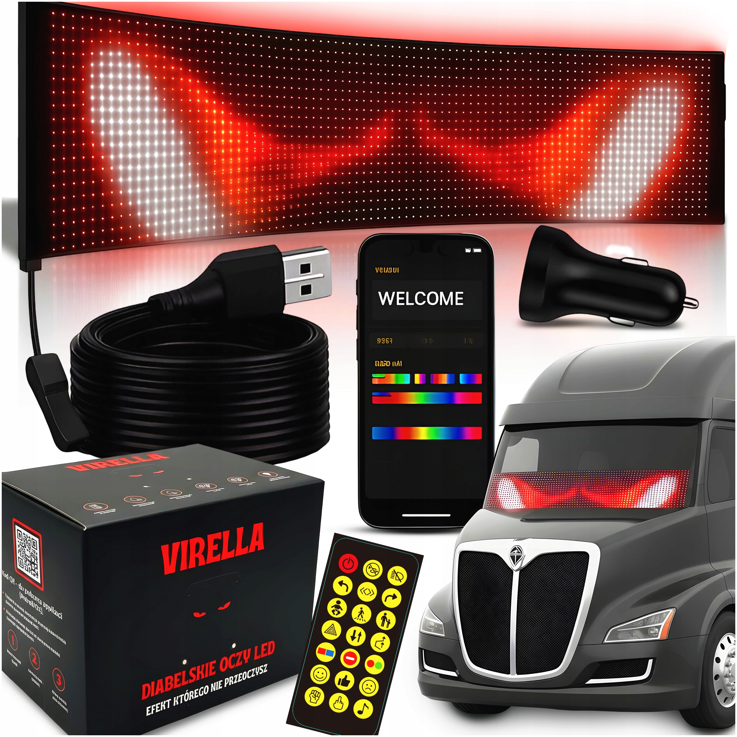 Lampa Automobilová Led Pásek 59X12CM Ďábelské Oči Led Oči Kamionu