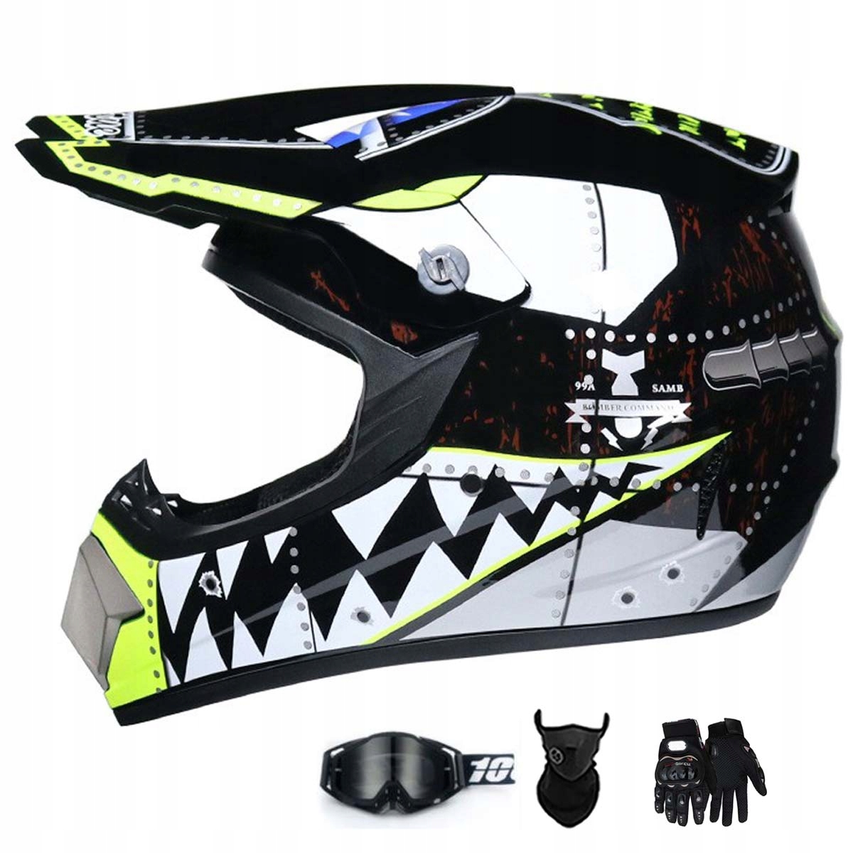 Motocyklová Přilba Lehká Enduro Quada Brýle Rukavice Maska S