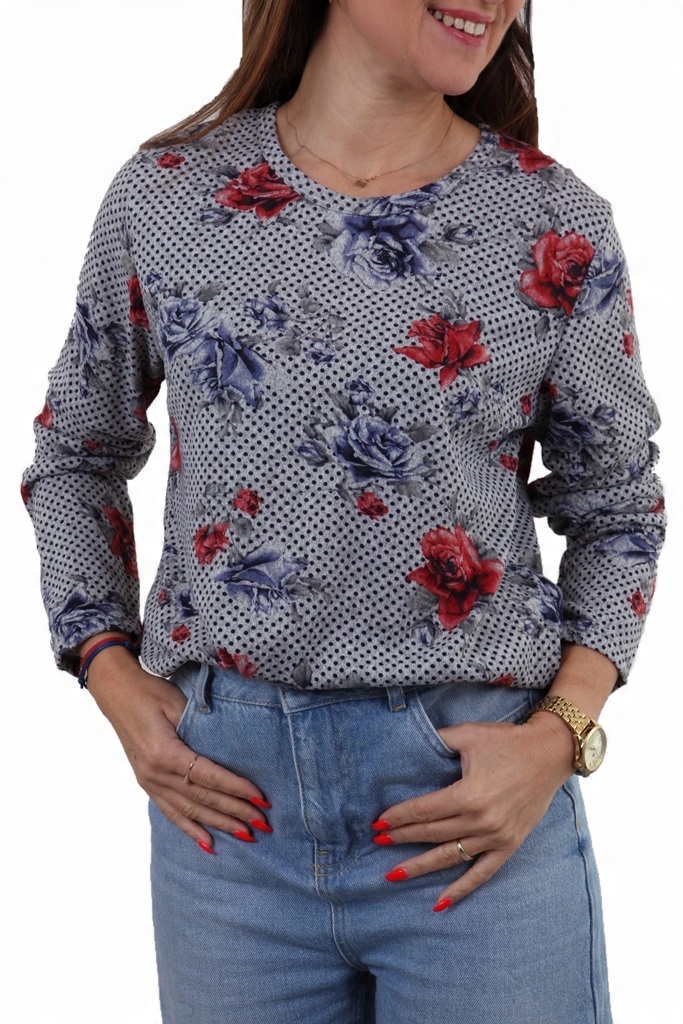 

Bluzka Lekki Sweterek Kropeczki Kwiatki Róże *3XL
