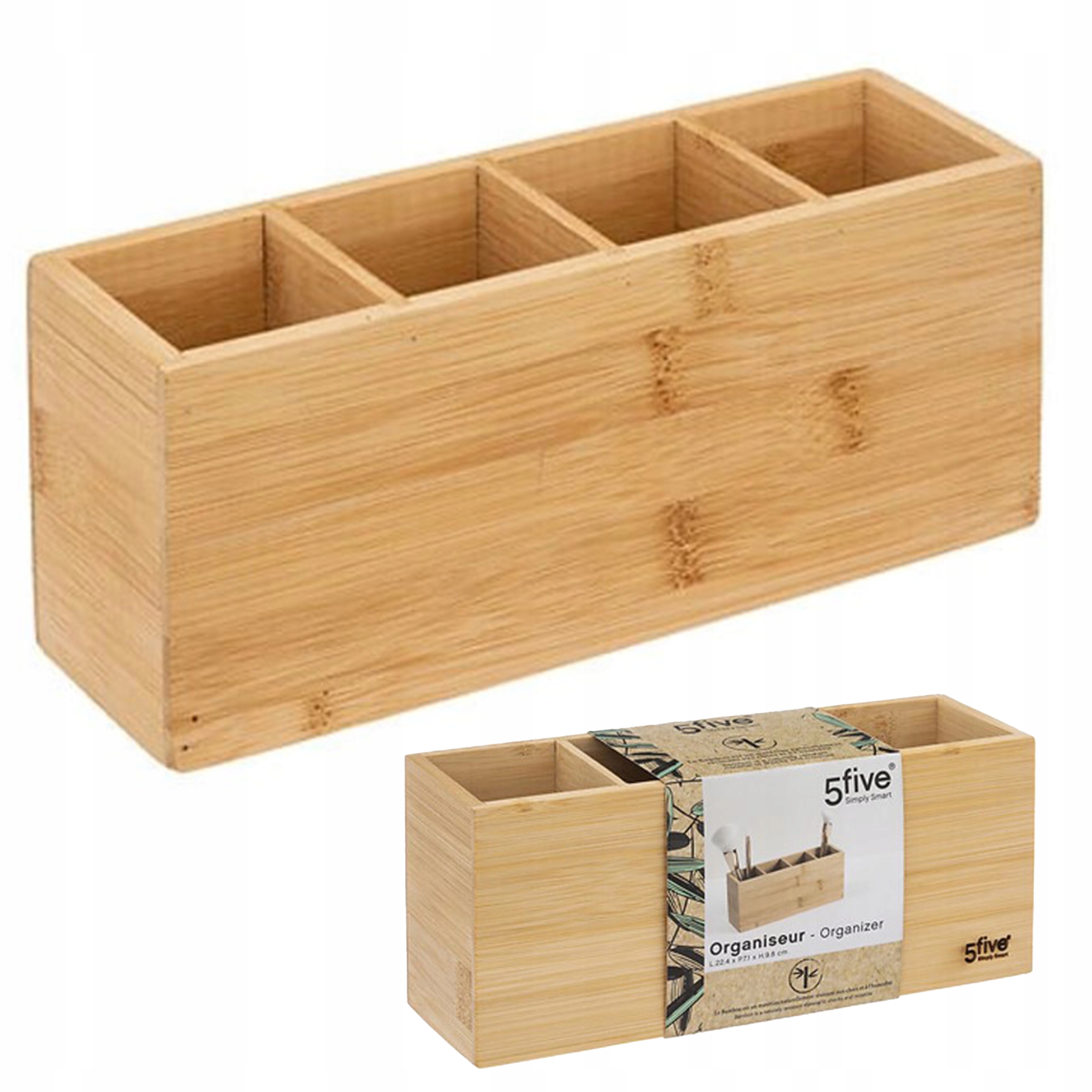 Organizér na štětce na nehty, malířský, bambusový, 4 přihrádky