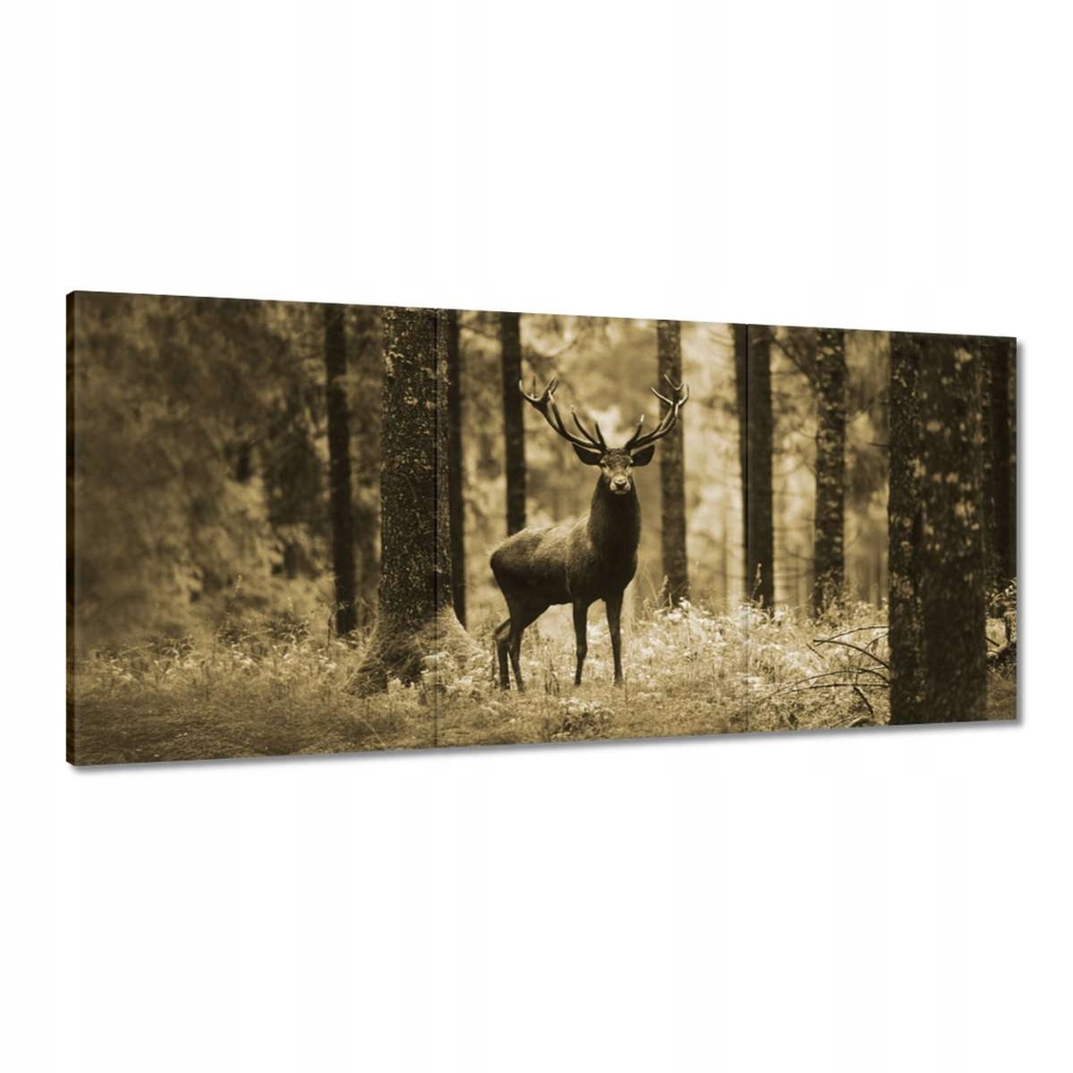 Obrazy 210x100 Jeleň v lese Sépia
