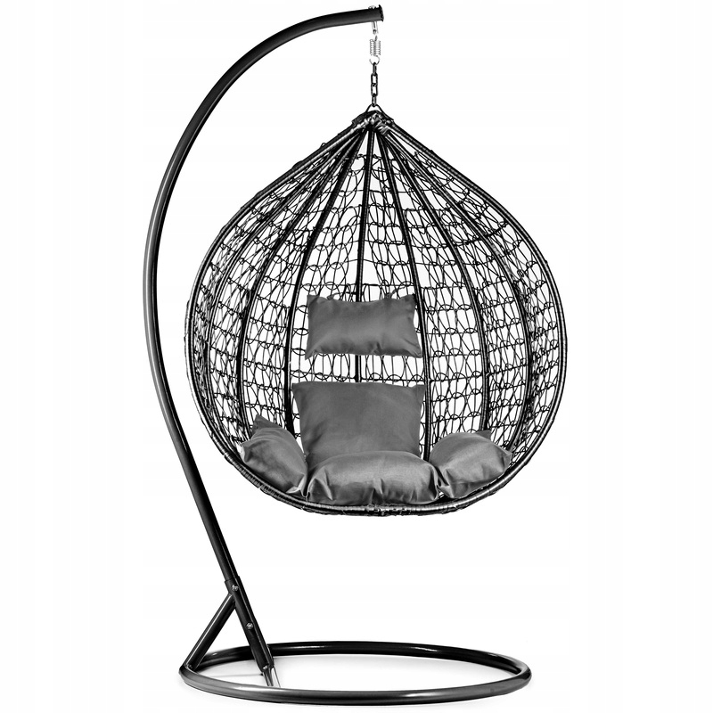 KOSZ KOKON FOTEL WISZĄCY OGRODOWY HUŚTAWKA OUTLET BUJANY CZARNY GRAFIT SZAR Wysokość maksymalna 195 cm