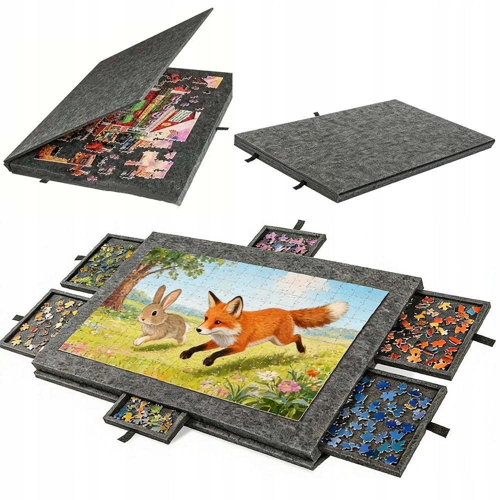 77X52CM Mata Do Układania Puzzli Filcowa Z Szufladami Na 1000 Elementów