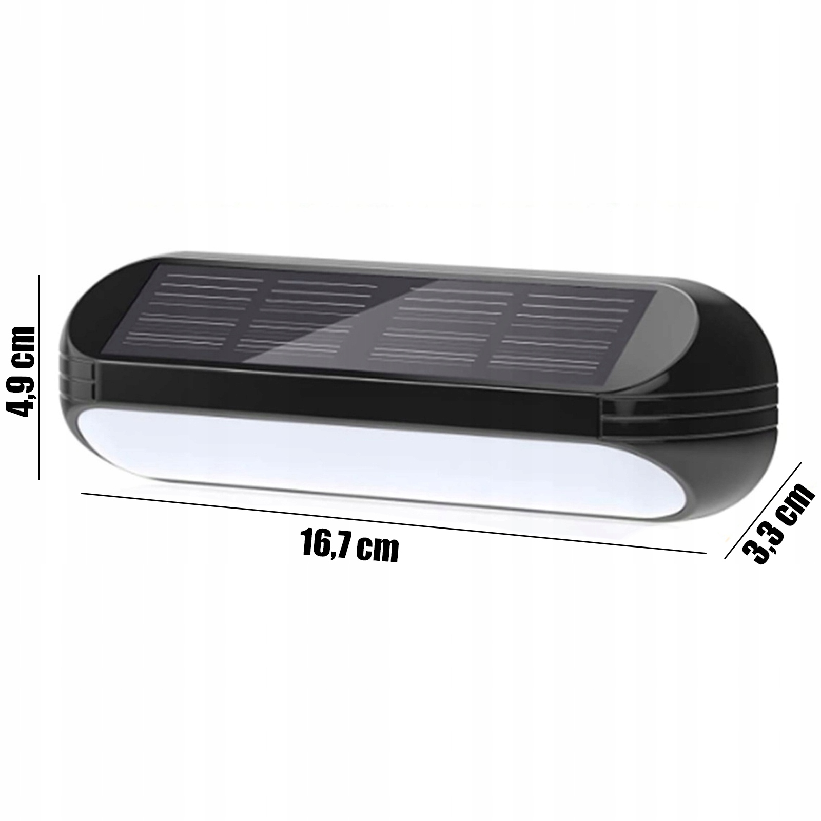 LAMPA ELEWACYJNA SOLARNA OPRAWA ZEWNĘTRZNA KINKIET OGRODOWY LED RGBW Głębokość produktu 3.3 cm
