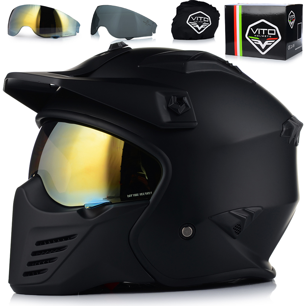 Otvorená Motocyklová Prilba Vito Bruzano Odnímateľná Čepeľ Strieška 2x Sklo