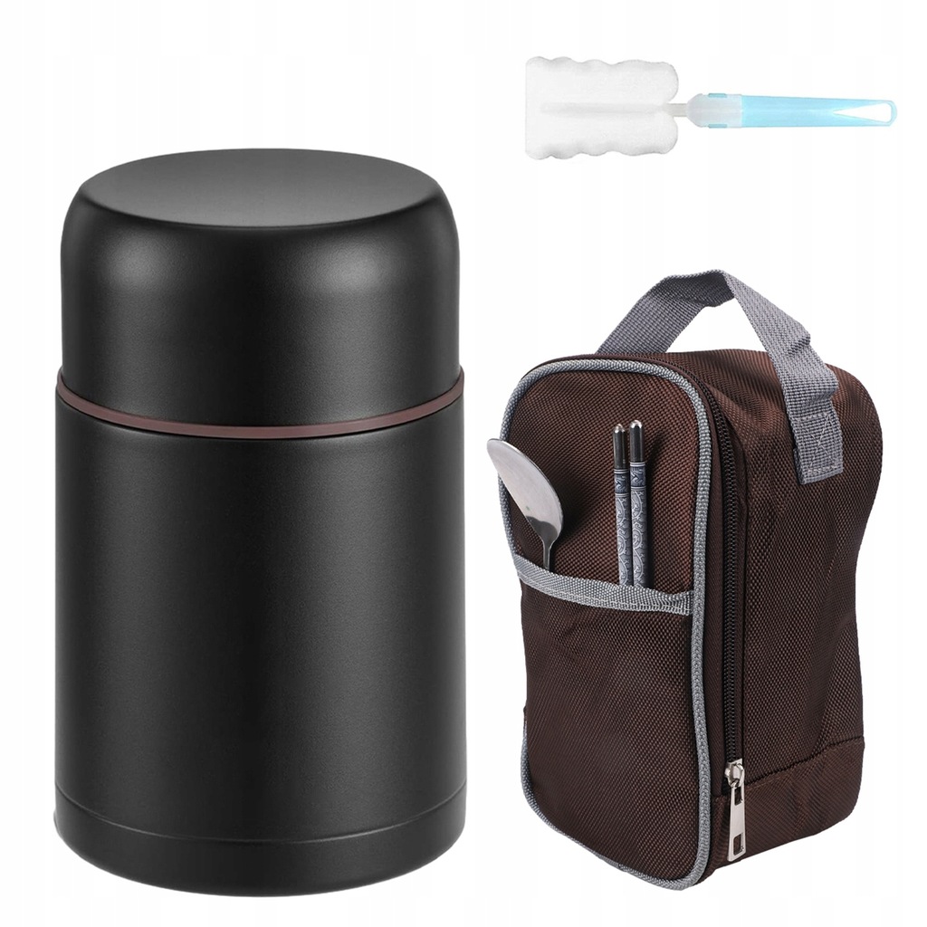 Termos Na Żywność Termiczny Pojemnik 800ML Szczotka Torba Izolacyjna