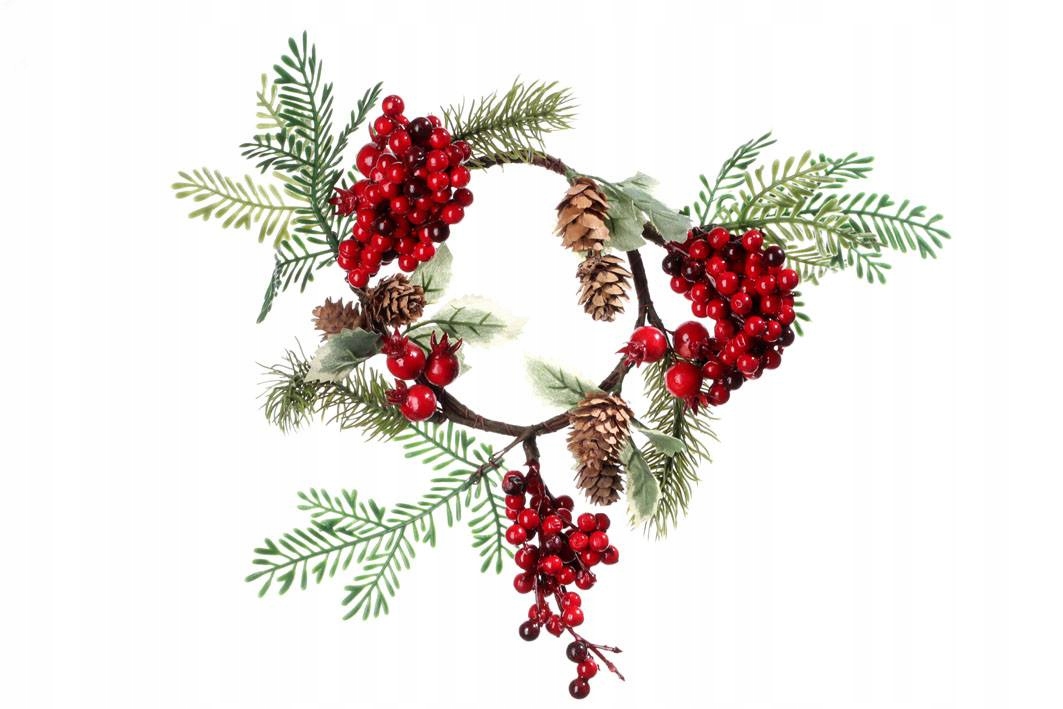 

Wianek Stroik Świąteczny Szyszki Jarzębina 24cm
