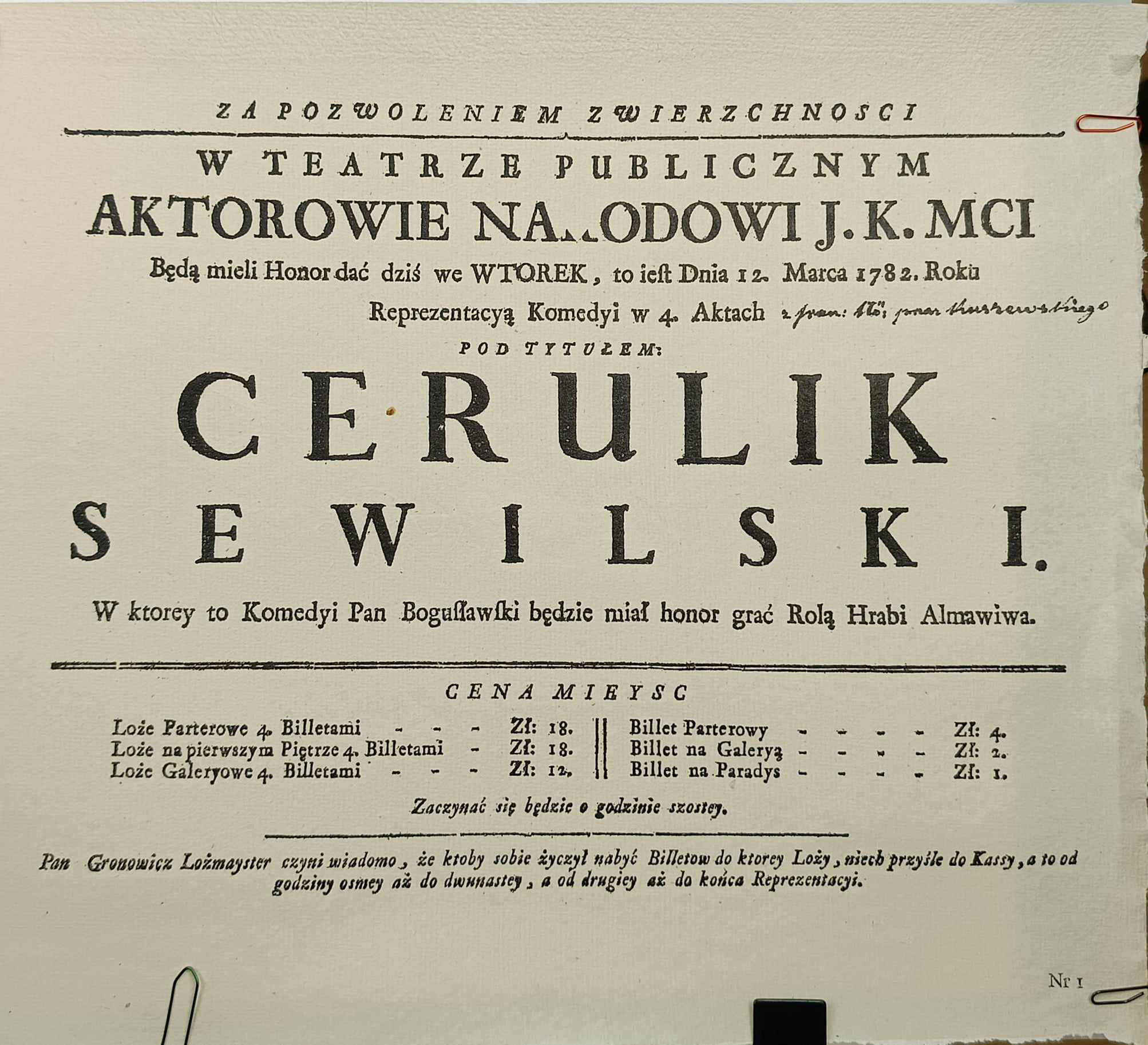 Afisz teatralny: Cerulik Sewilski