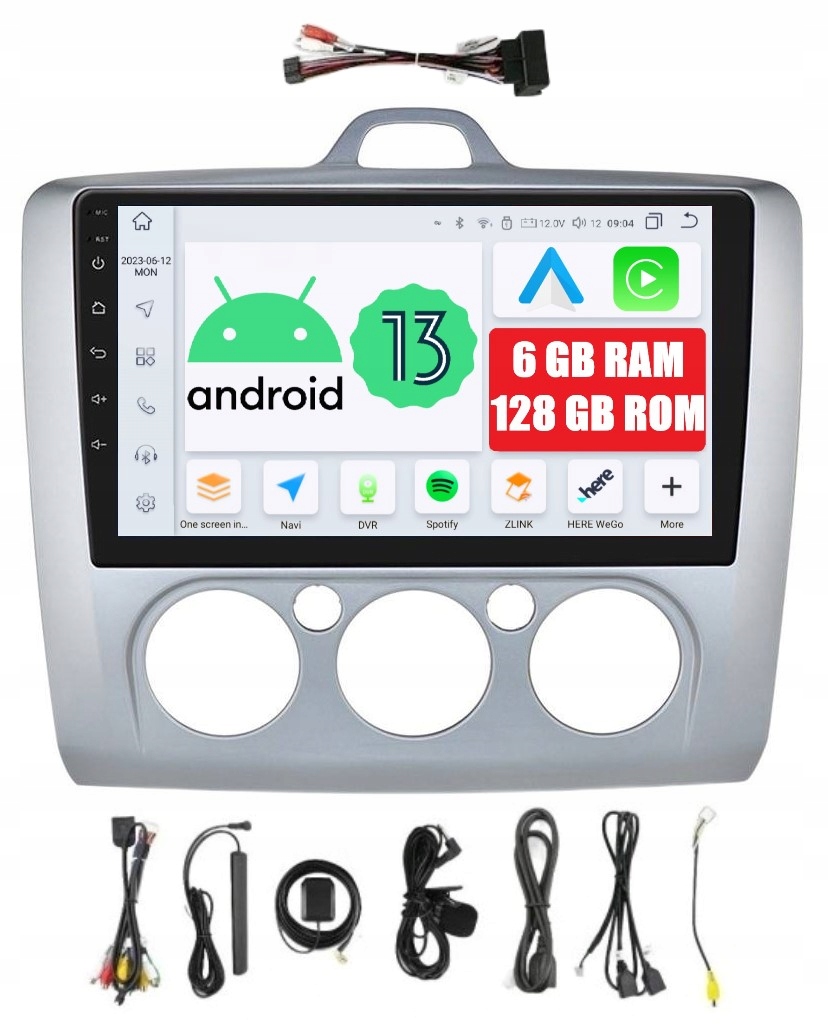 Navigace Rádio 2DIN Android Ford Focus MK2 2 II 6/128 Gb Dsp Carplay Lte