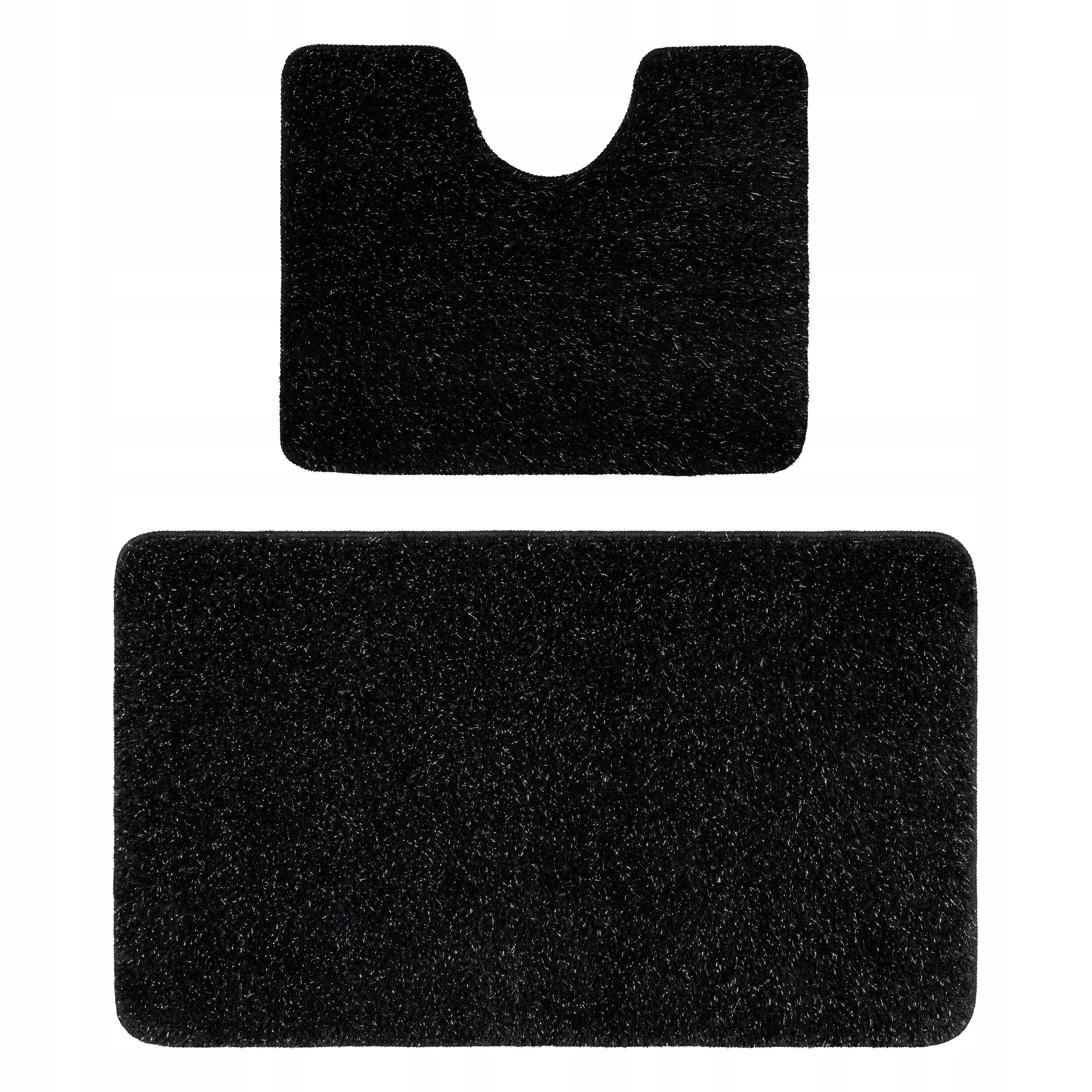 Komplet Wc Koberce Do Koupelny 2dílná 60x100 Hladká černá Měkká Tlustá #KPL226