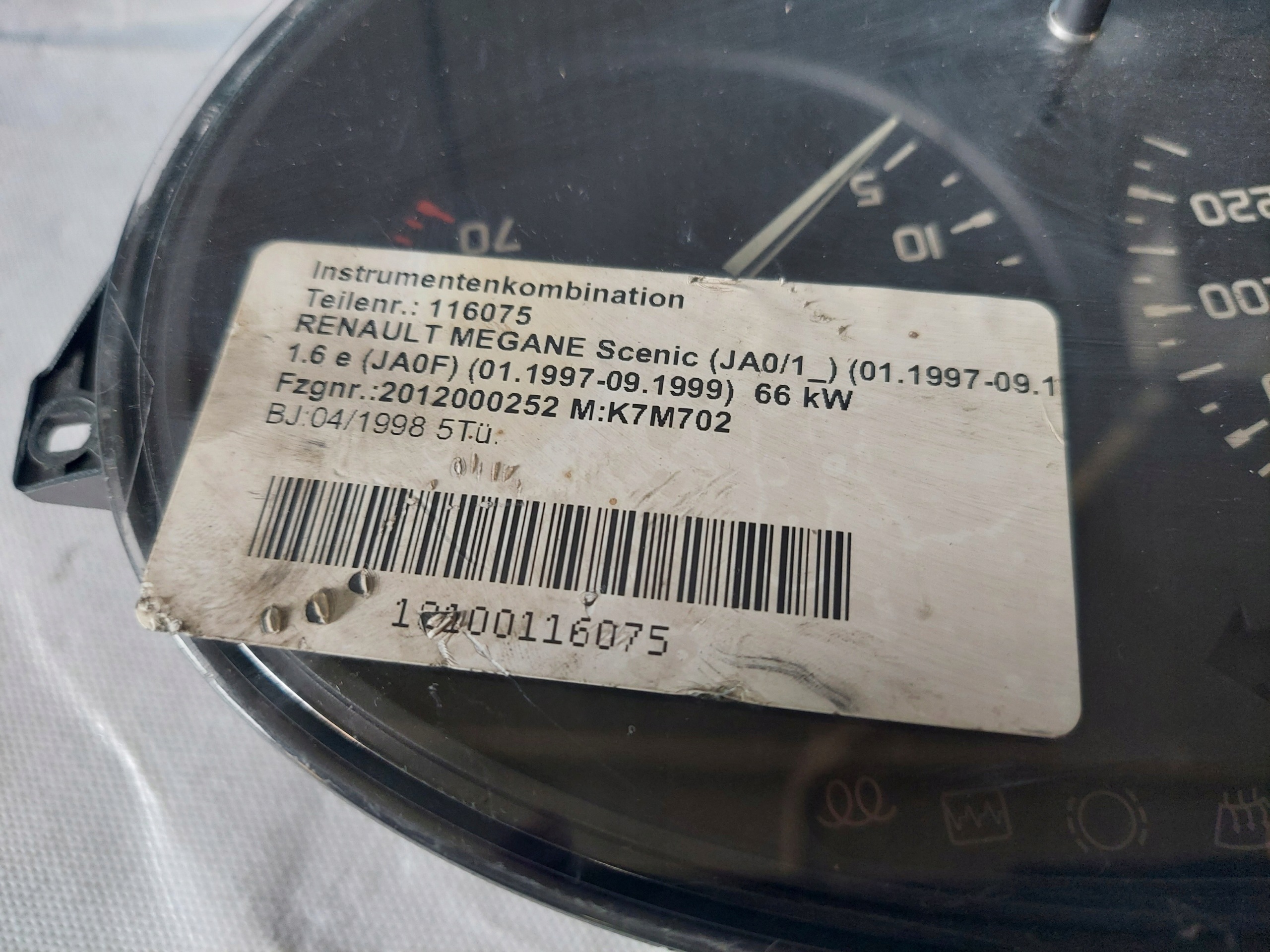 dials clock MEGANE and 1.6 B