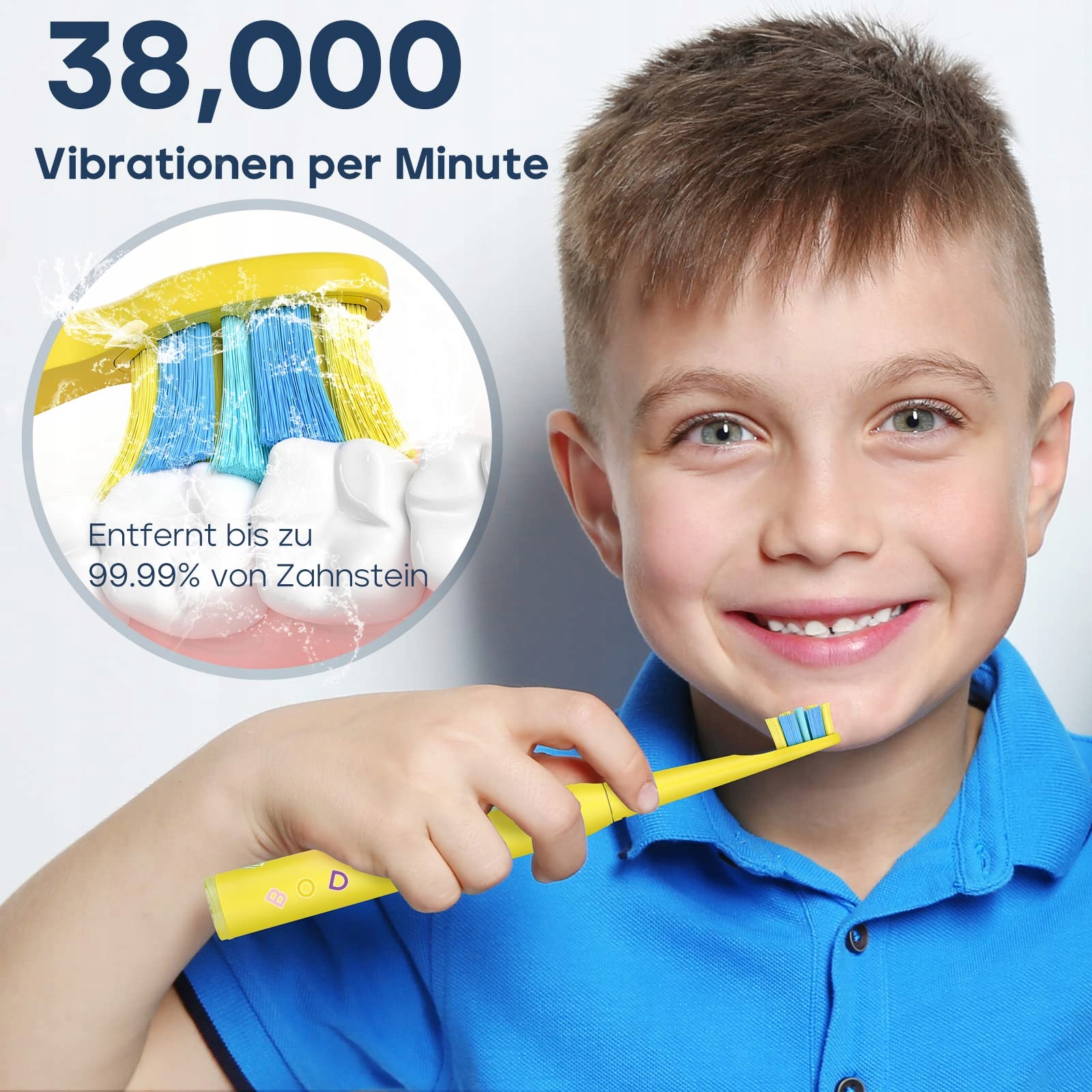 SEAGO Elektryczna Szczoteczka Dla Dzieci 6+ USB 5 Trybów IPX7 Żółta — miniatura 2