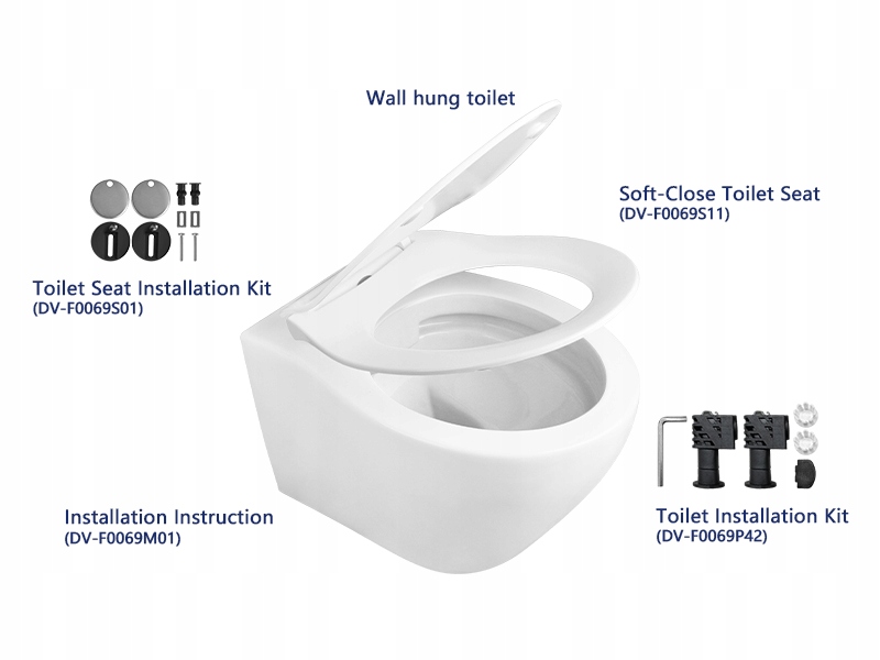 DeerValley toaleta ścienna 1.6 GPF/1.1 GPF biała DV-1F0069 Informacje dodatkowe bez kołnierza