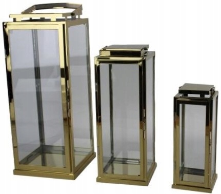 KOMPLET LAMPIONÓW METALOWYCH LATARNIA LAMPION METALOWY GLAMOUR KPL/3SZT