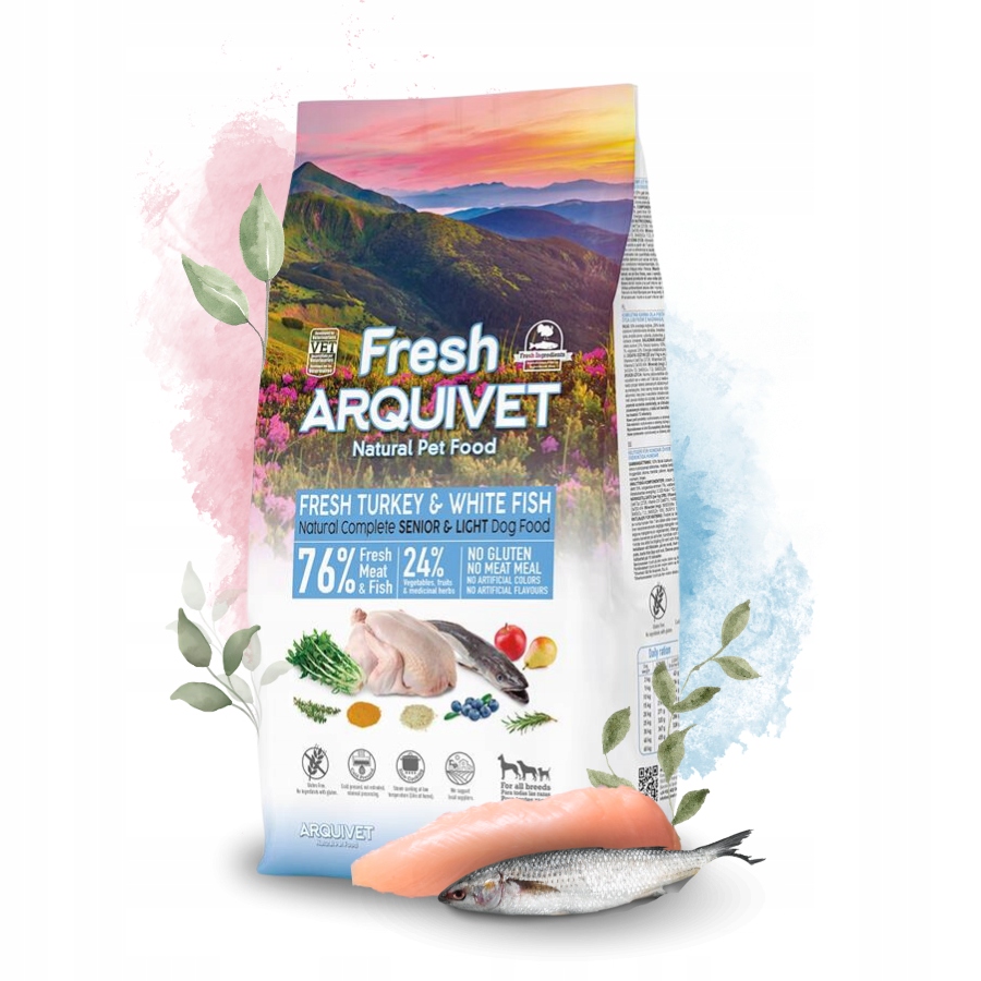 Levně Arquivet Fresh Senior & Light Poloměkká pro psa s nadváhou Krůta Ryba 10 kg