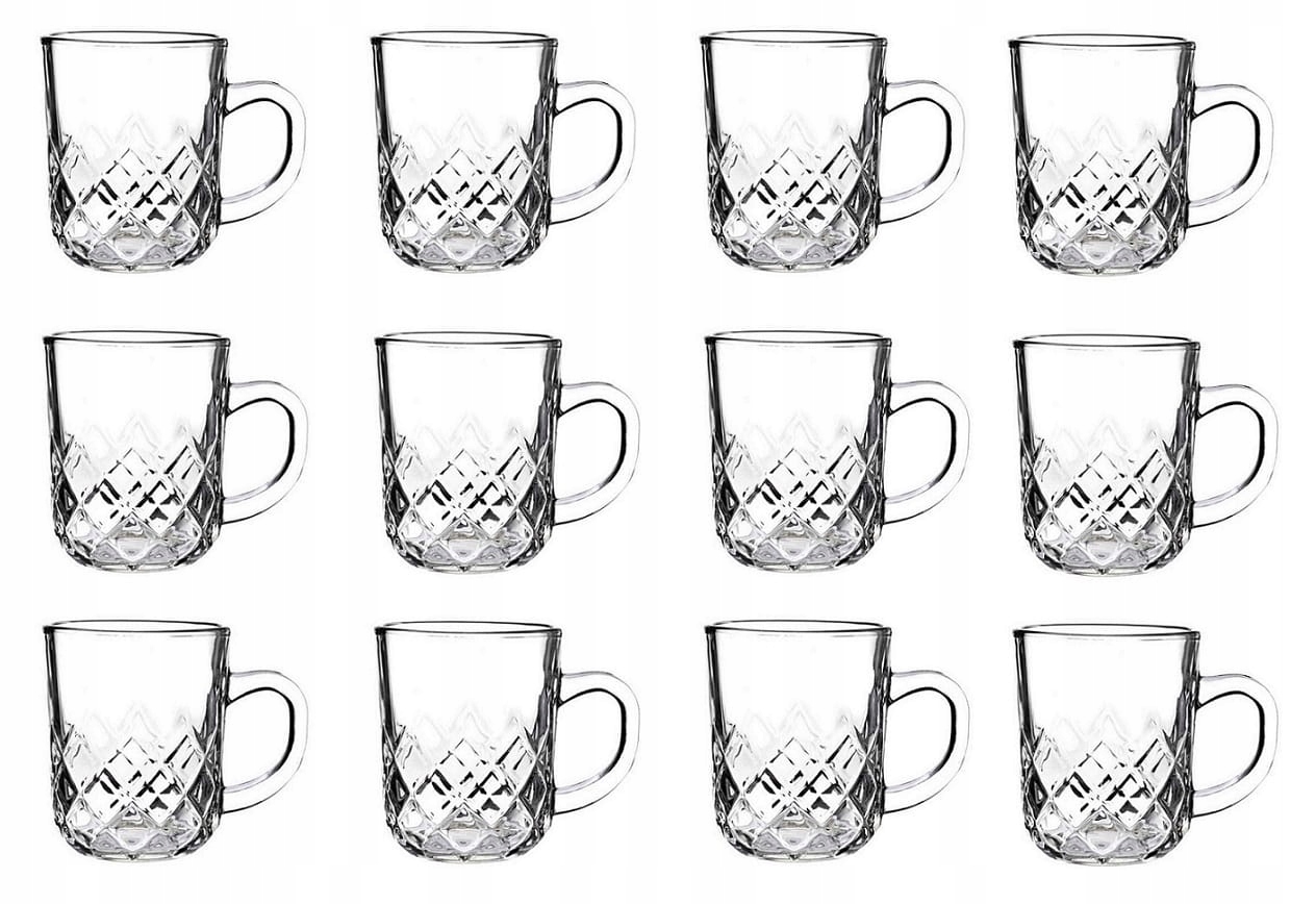 

12x Kubek szklany szklanka z uchem Tommy 230 ml