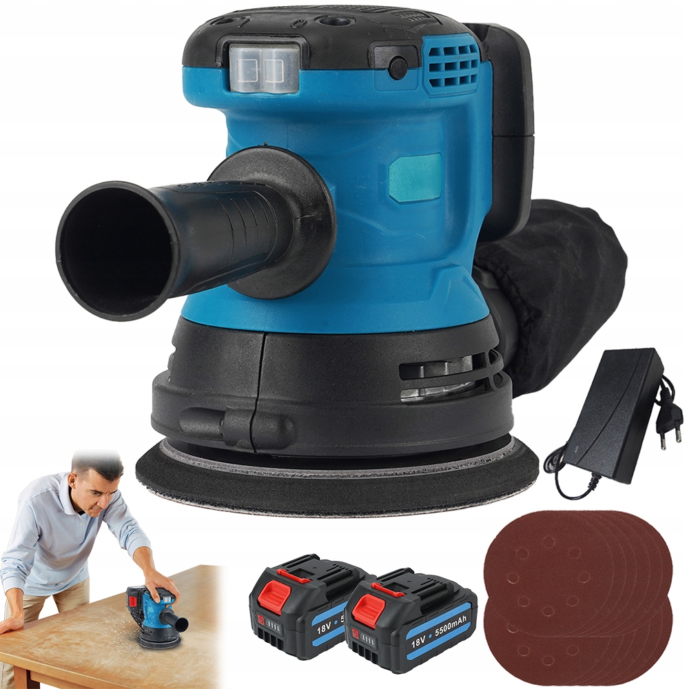 Oscilační Akumulátorová Bruska 3 Rychlosti, Sada S 2 Akumulátorovými Nabíječkami