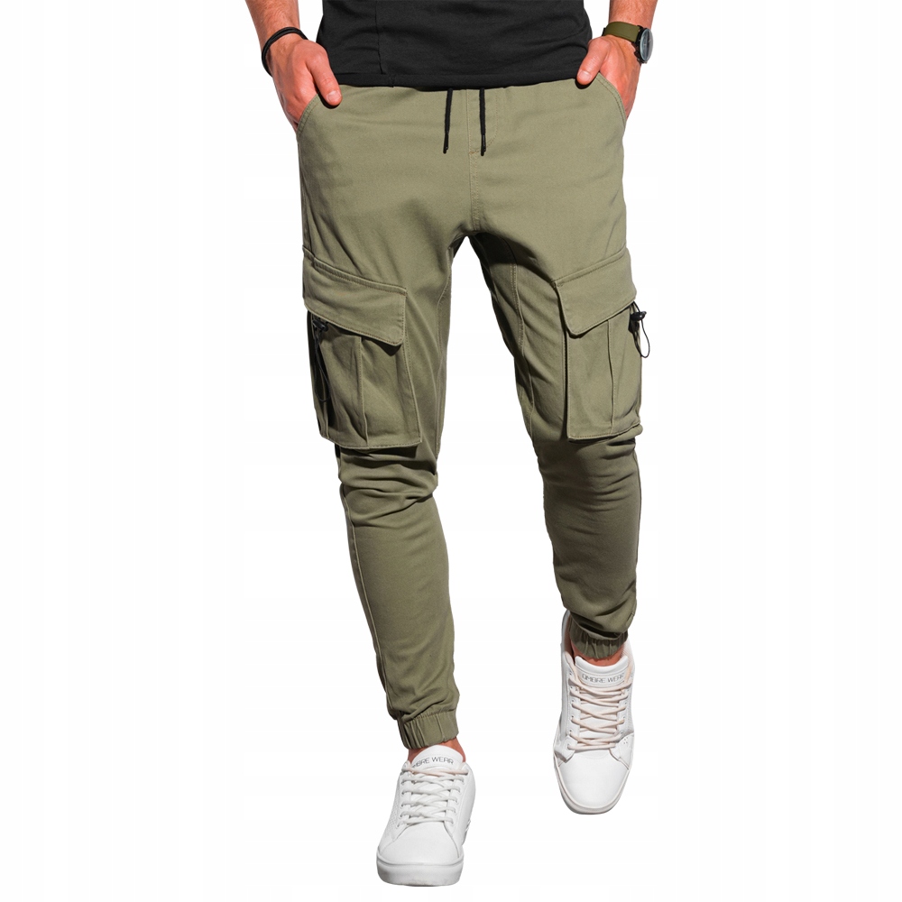 

Spodnie męskie joggery P1026 oliwkowe XL