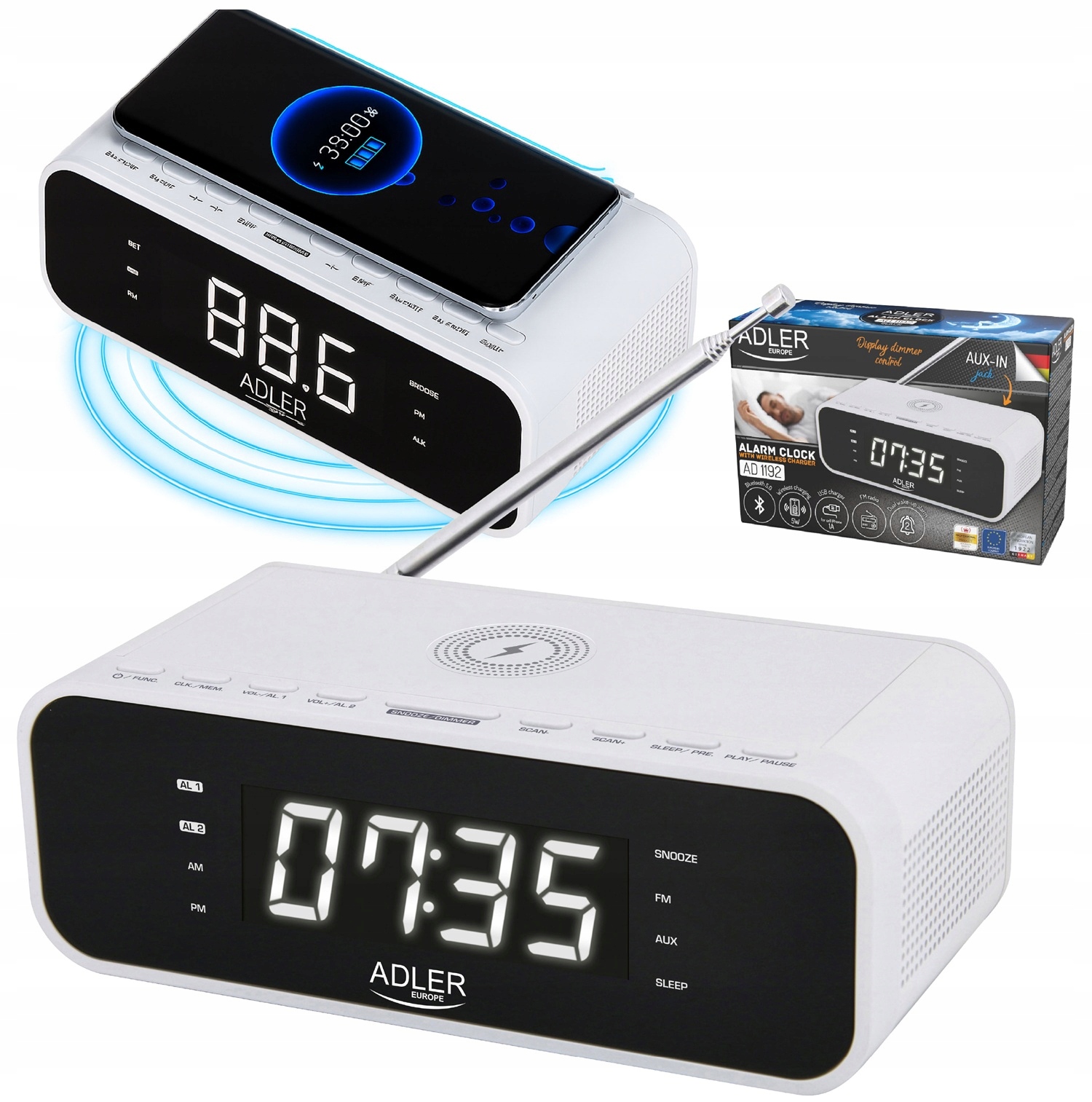 Kuchyňské Rádio Fm Radiobudík Bluetooth Indukční Nabíječka Usb 30 Stanic