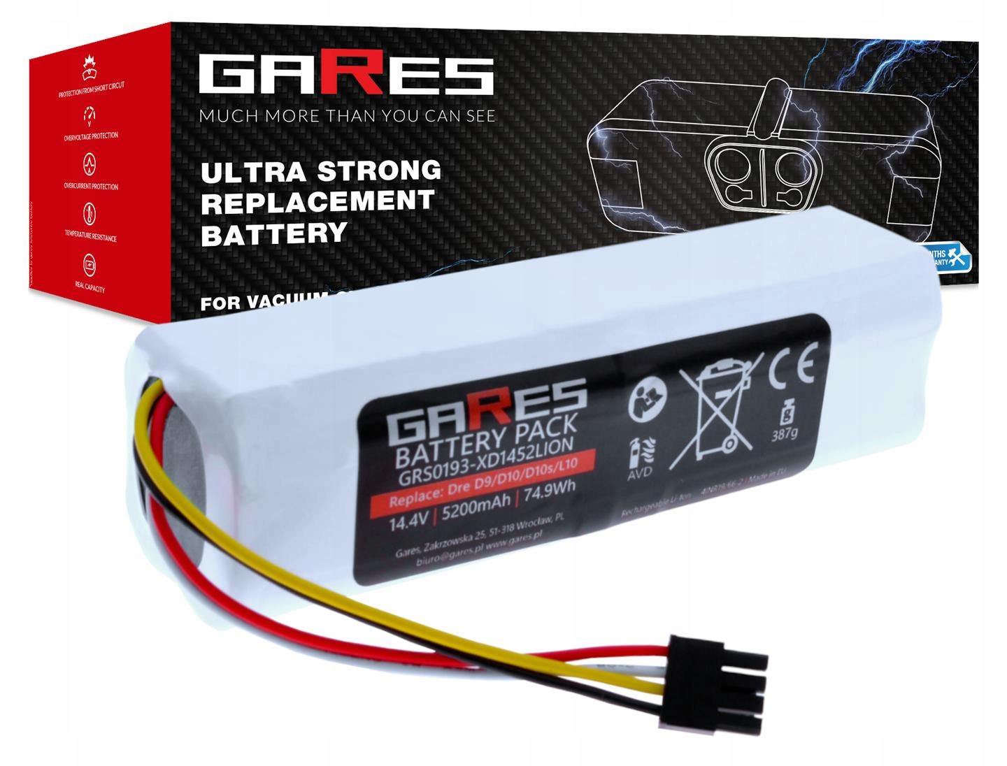 Akumulátor Gares pro Xiaomi X10+ Plus B101GL B105GL 14,4V 5,2Ah