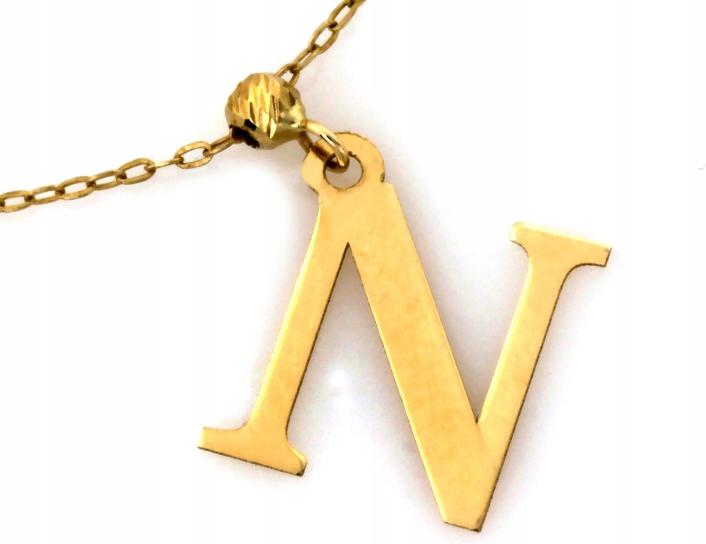 Zlatý náhrdelník 585 jemné písmenko N iniciál r45, módní vzor jako dárek