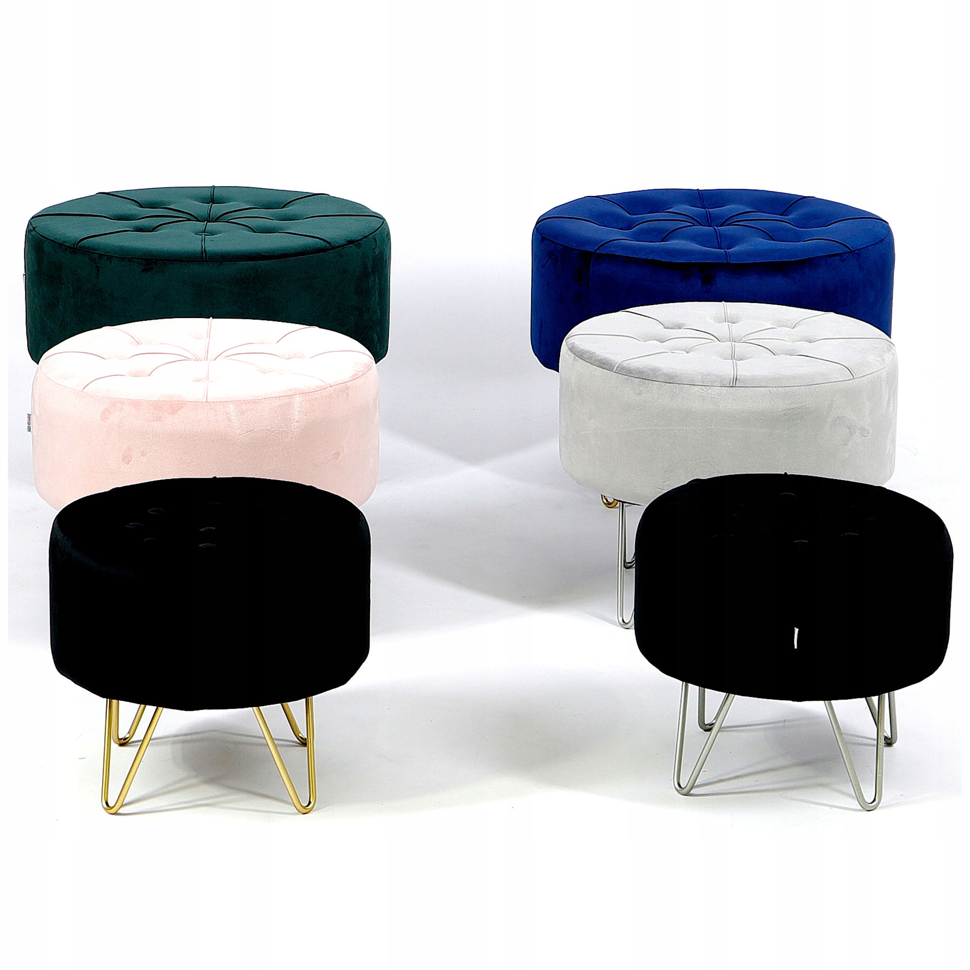 Pufa Welurowa Złota Czarna Welur podnóżek 43cm Materiał korpusu metal