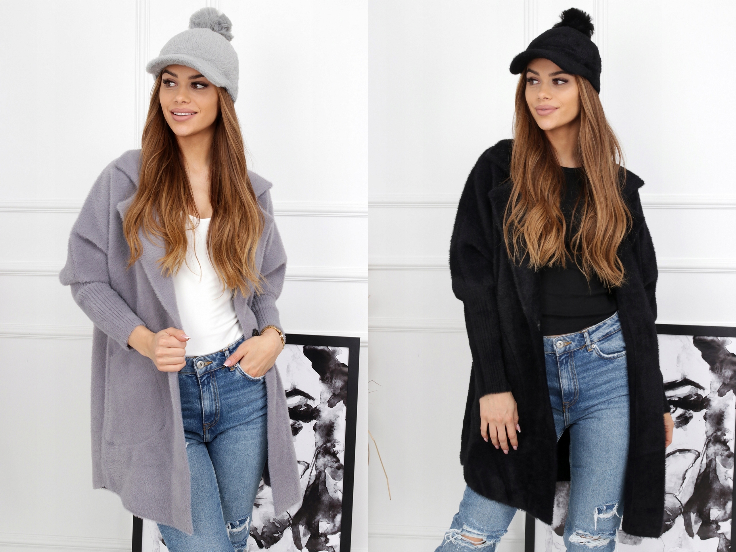 PŁASZCZ KURTKA PARKA SWETER NARZUTKA ALPAKA CIEPŁA WYGODNA KOBIECA KOL 1918 Wzór dominujący inny wzór