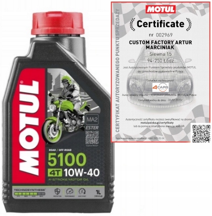 

Motul 5100 4T 10W40 1L Olej motocyklowy półsyntet.