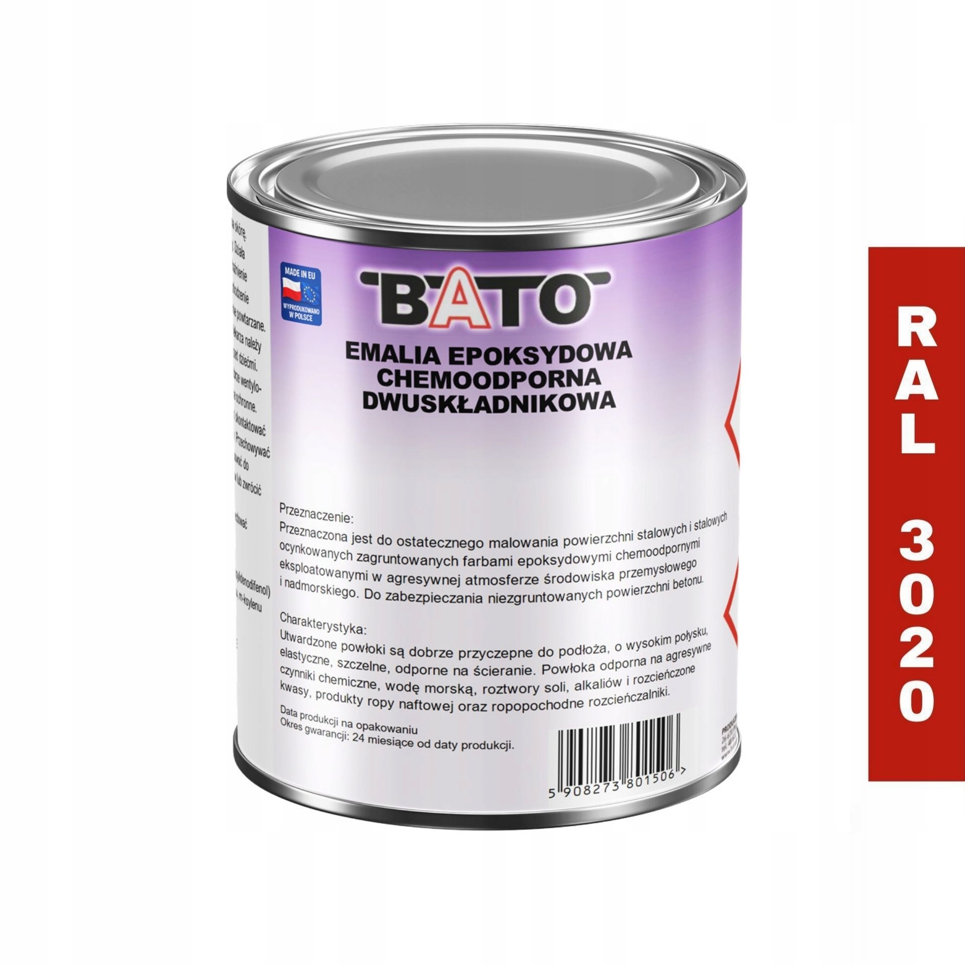 Epoxidová Dvousložková Smaltovaná Barva Červená Ral 3020 0,95 L