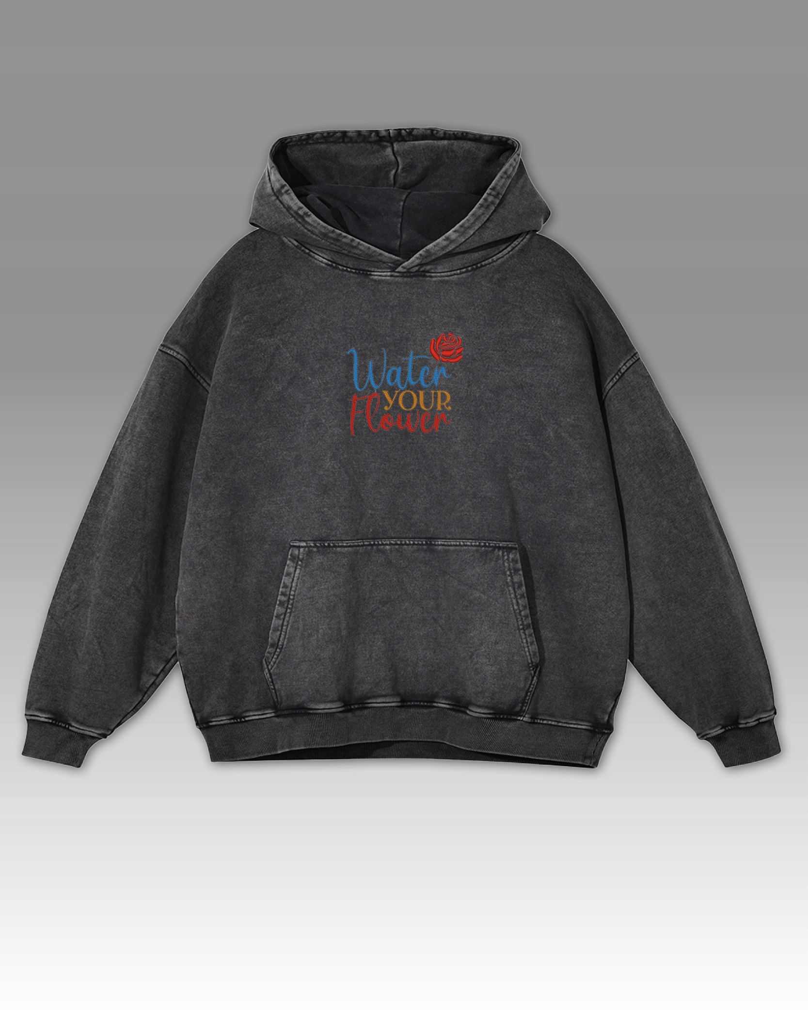 Mikina Water Your Flower Výšivka Pozitivní poselství Květiny Heslo Grafit XL
