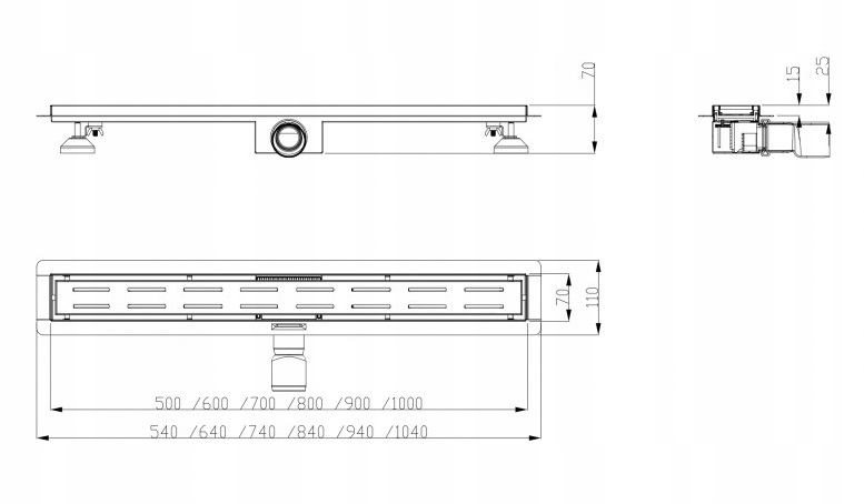 Odpływ liniowy Hydroland Simple 60 cm Rodzaj liniowy
