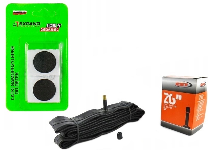 

Zestaw Dętka Cst 26x1,75-2,125 Av +Łatki naprawcze