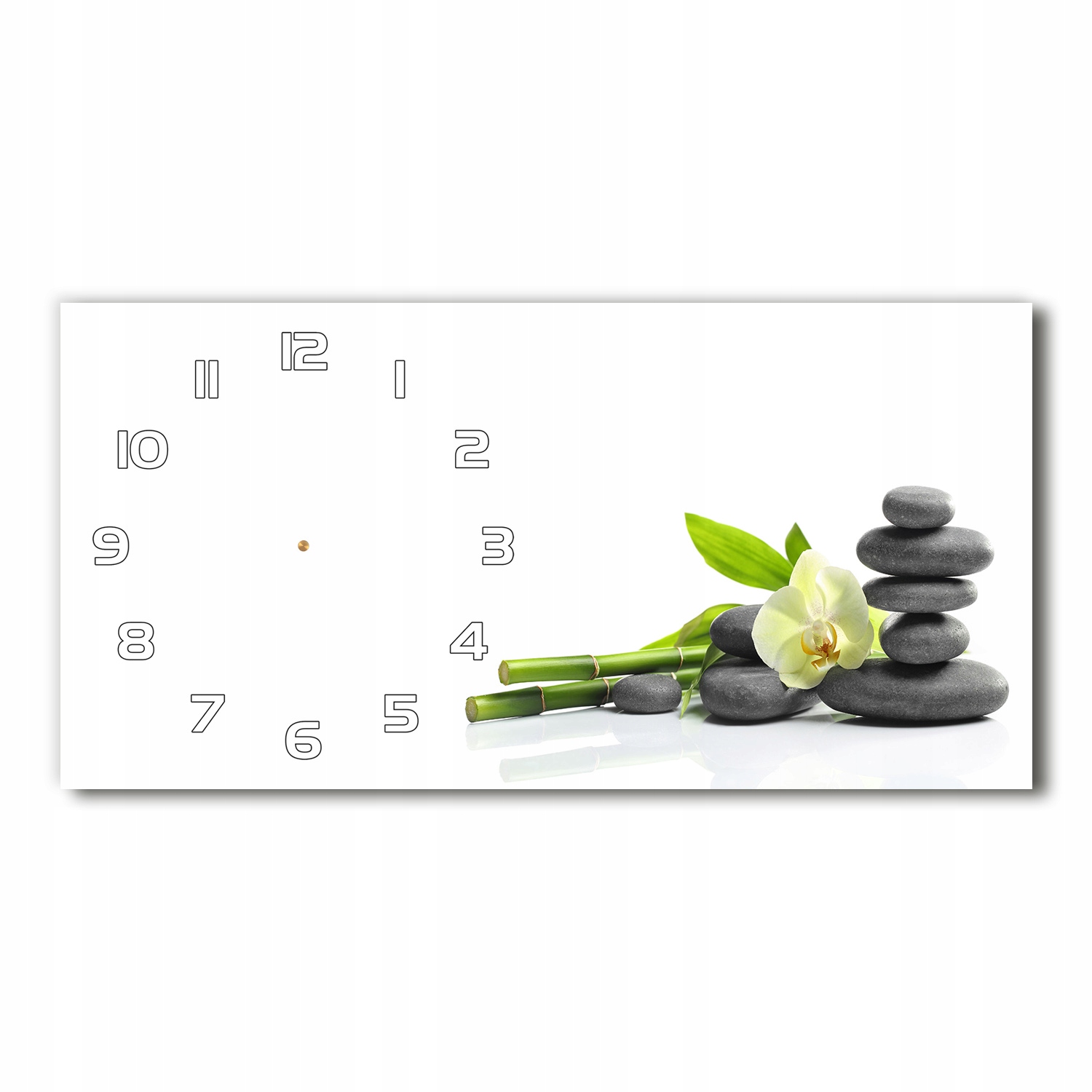 

Szklany zegar ścienny do salonu Orchidea 60x30 cm