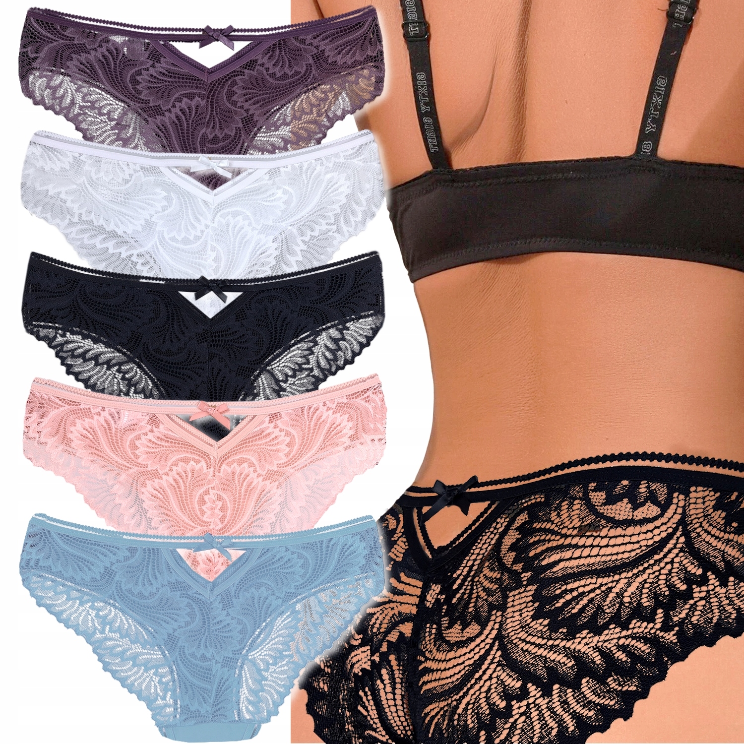 

5x Koronkowe Sexowne Majtki Figi Damskie #XL