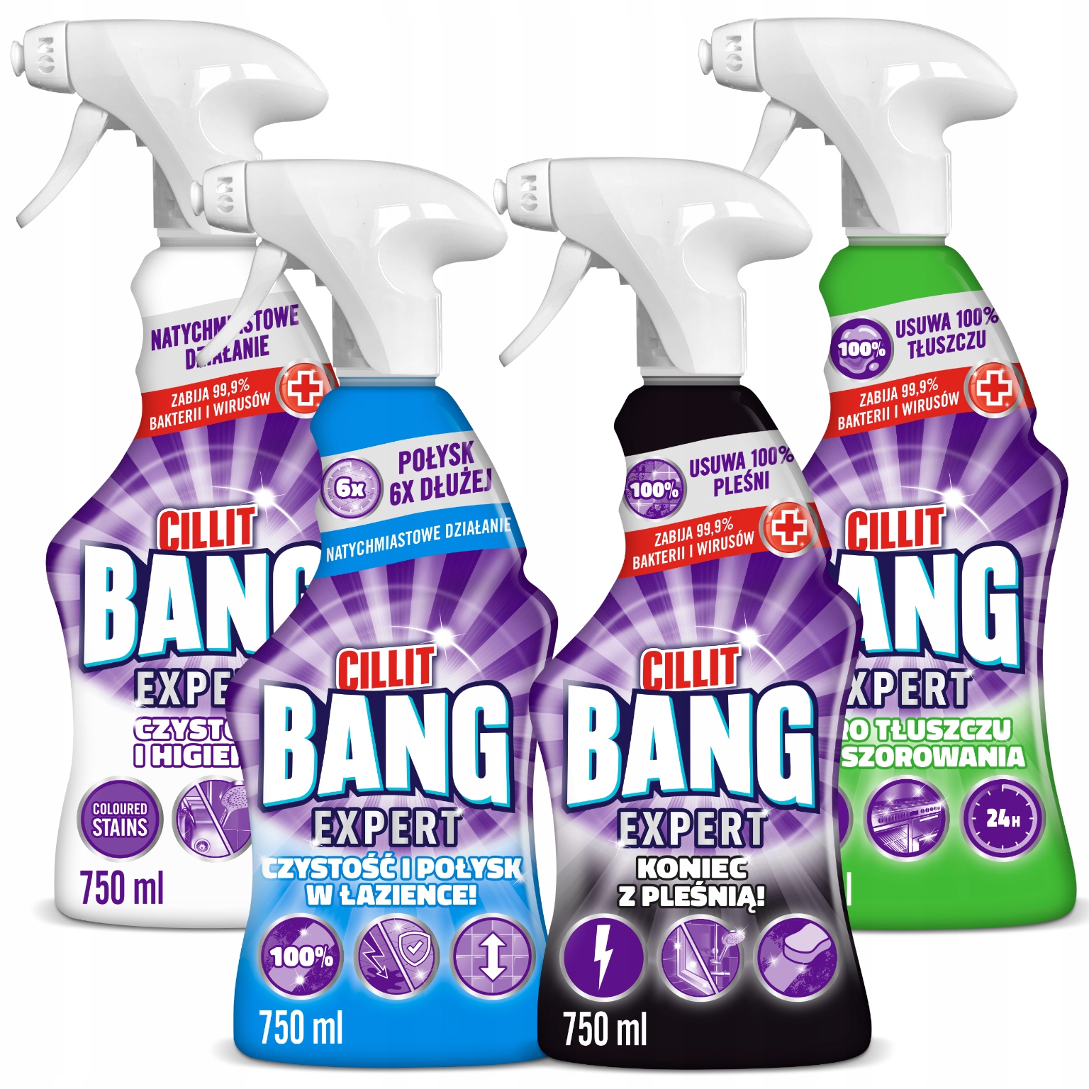 Levně Cillit Bang Sada Sprej na čištění koupelny a kuchyně Zásoba 4x 750ml