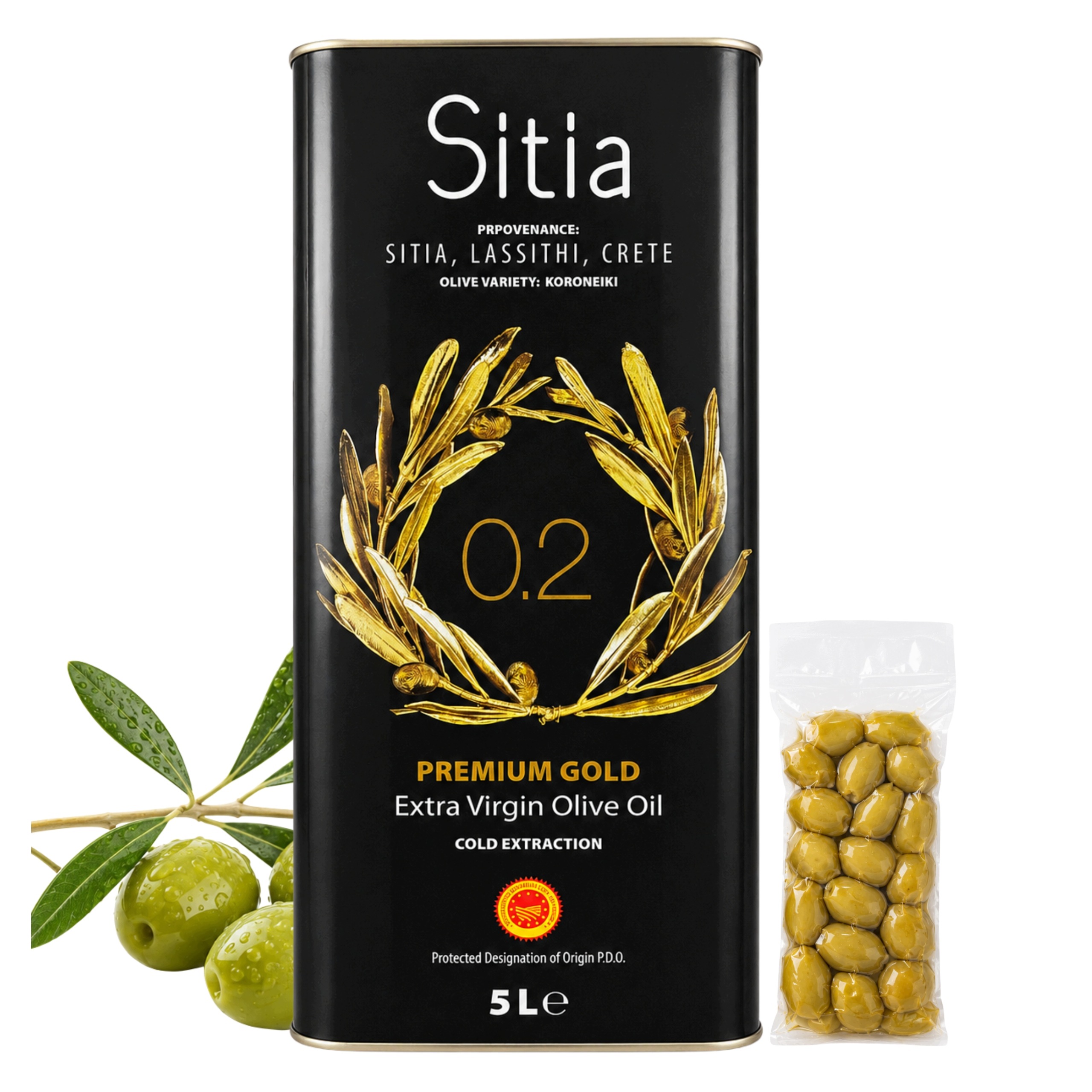 Extra panenský řecký olivový olej 5 l Sitia 0,2 premium, čerstvá sklizeň olivy