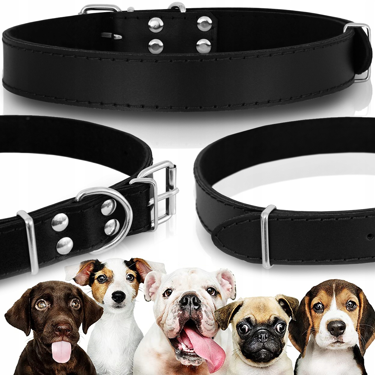 2X Kožený Obojek Pro Psa Z Přírodní Kůže 58-72 XXL