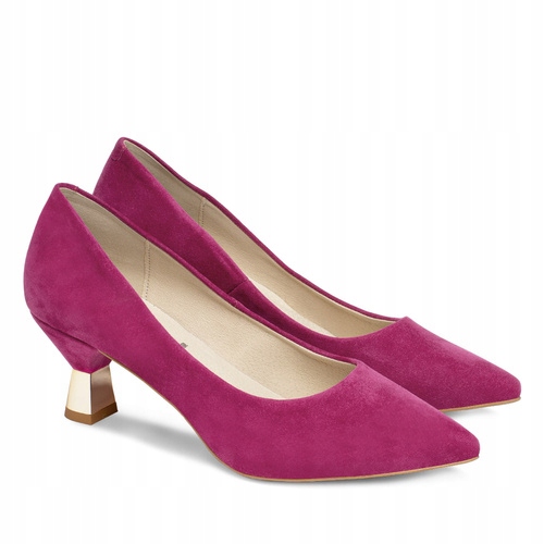 Brilu Polskie Zamszowe Szpilki Na Złotym Obcasie Florencia Fuksja 39