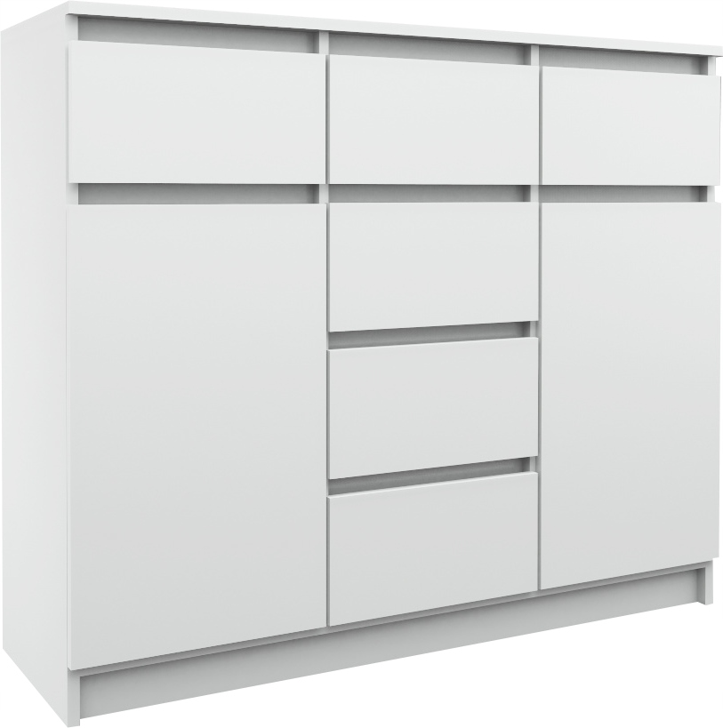 

Nowoczesna Komoda 6 szuflad 2 szafki 120cm Biała