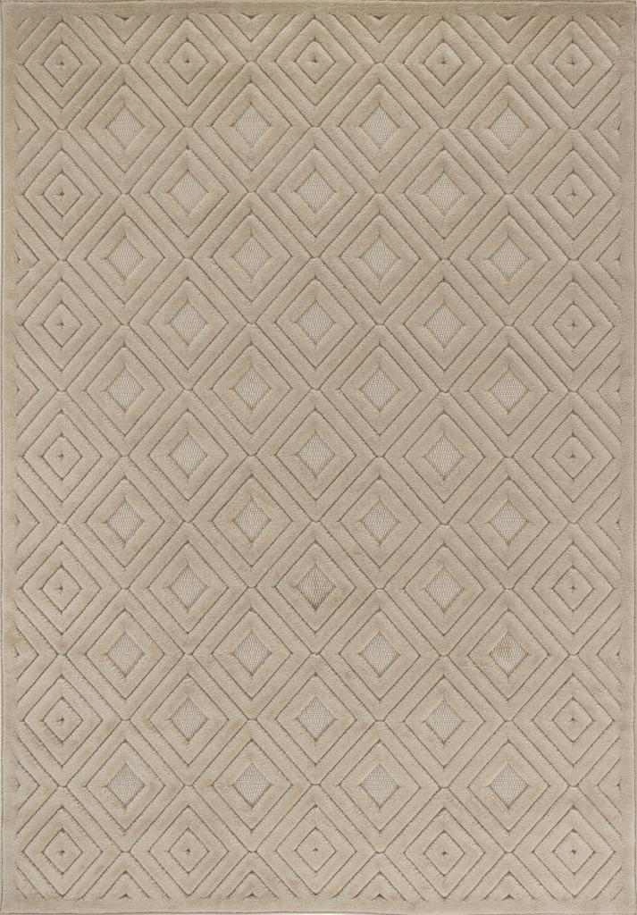 Béžový koberec do obývačky, moderný vyrezávaný geometrický vzor 200 x 280 cm